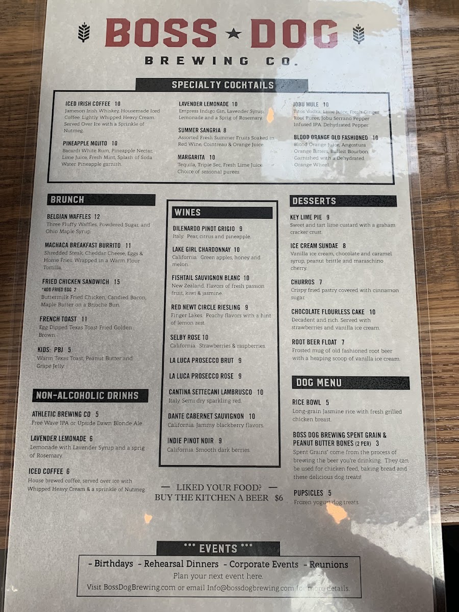 Boss Dog Brewing Co. Menu-1